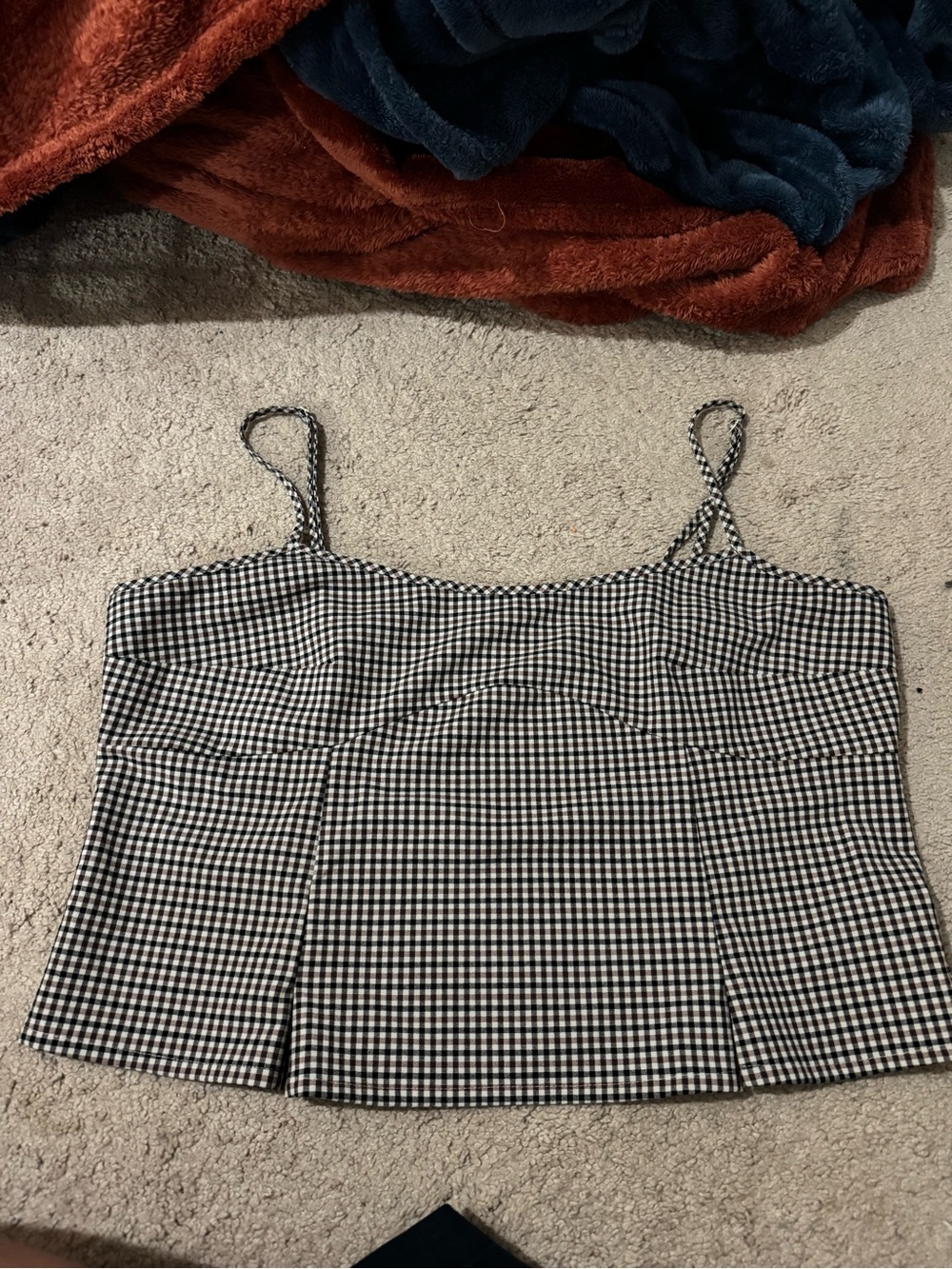 Divided Black and White Gingham Crop Cami